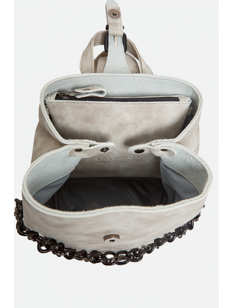 ELENA ATHANASIOU Retro Chain Backpack Grey Γκρι γυναικεία τσάντα πλάτης