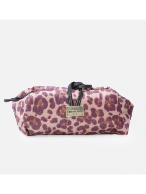 ELENA ATHANASIOU Lunchbag Animal Print Purple Λεοπάρ Μωβ γυναικείο τσαντάκι χειρός 