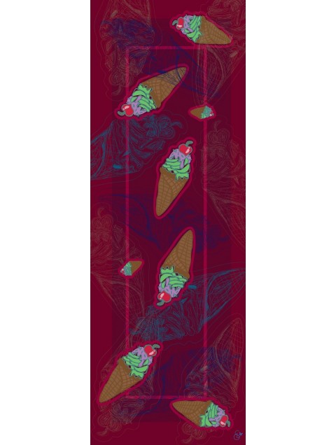 EMMANUELLE SILK Ice Cream Red Scarf