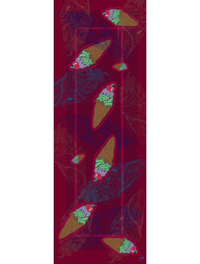 EMMANUELLE SILK Ice Cream Red Scarf