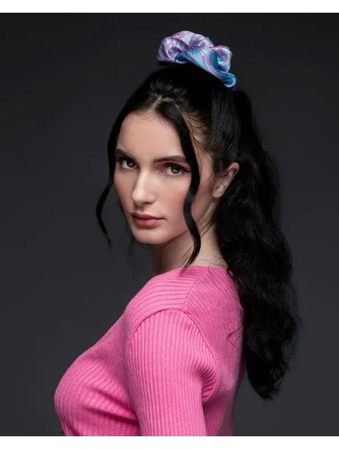 EMMANUELLE SILK Baby blue scrunchy