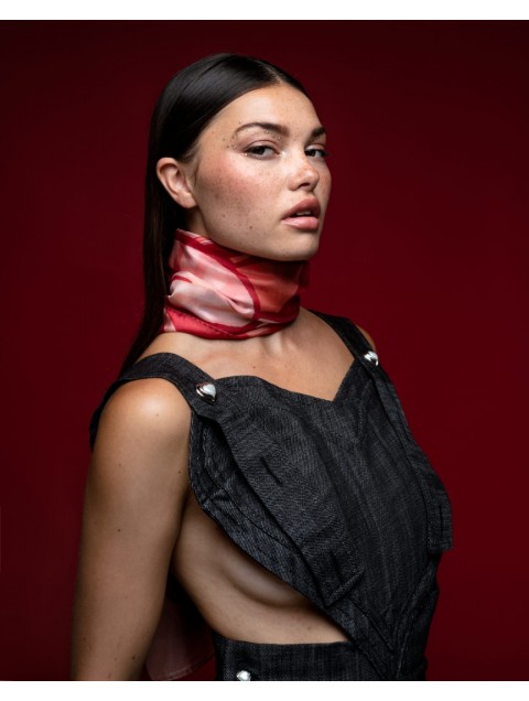 EMMANUELLE SILK Hansel & Gretel Red Scarf