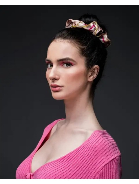 EMMANUELLE SILK Nude scrunchy