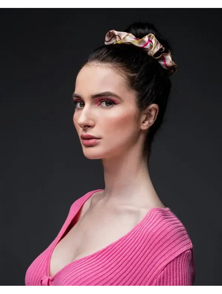 EMMANUELLE SILK Nude scrunchy