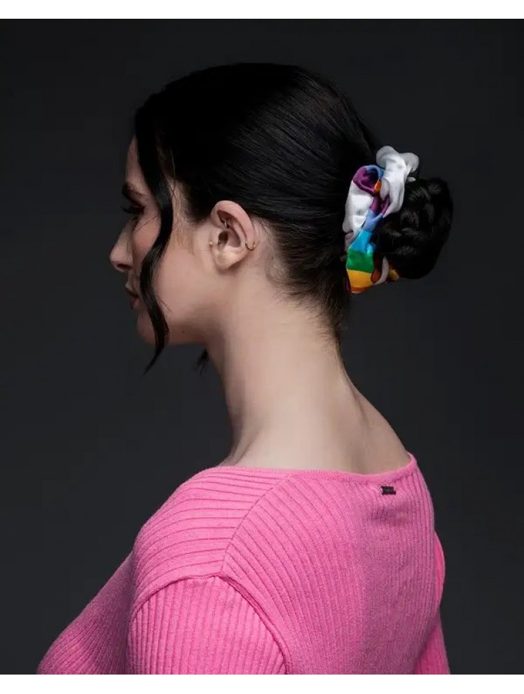 EMMANUELLE SILK Rainbow scrunchy