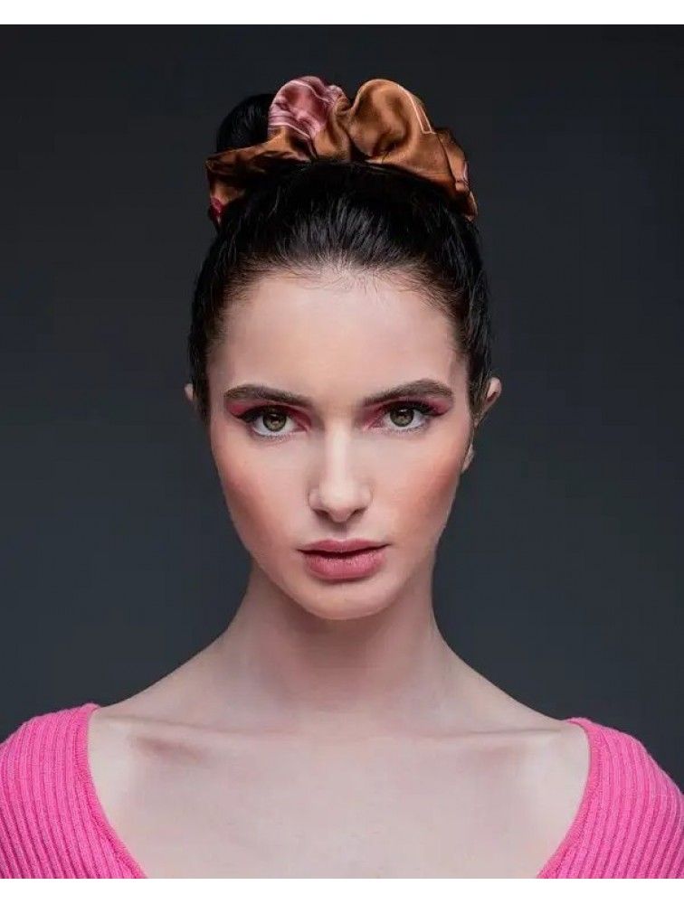 EMMANUELLE SILK Terra cotta scrunchy