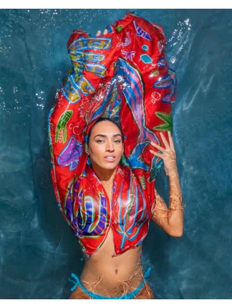 EMMANUELLE SILK Whale scarf