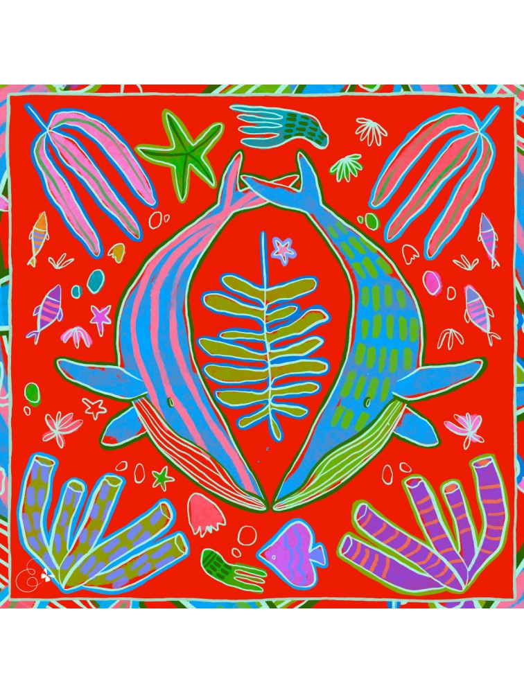 EMMANUELLE SILK Whale Μαντήλα
