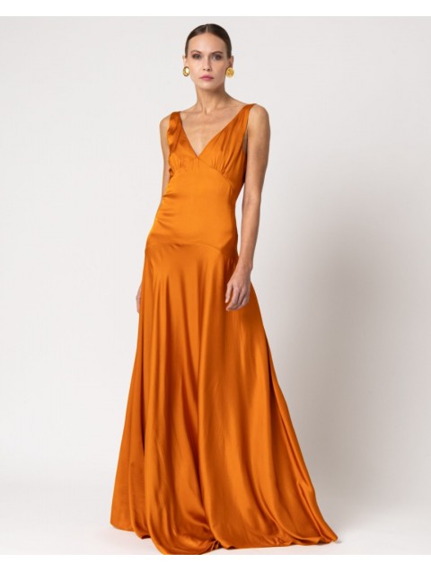FOREVER YOUNG  Ivy Satin Dress Orange Πορτοκαλί Φόρεμα