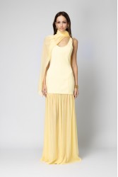 FOREVER YOUNG Aurea Crepe Dress Κίτρινο Κρεπ Φόρεμα με Εσάρπα