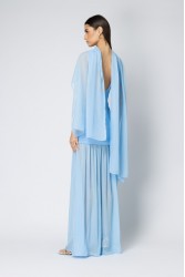 FOREVER YOUNG Aurea Crepe Dress Μπλε Κρεπ Φόρεμα με Εσάρπα