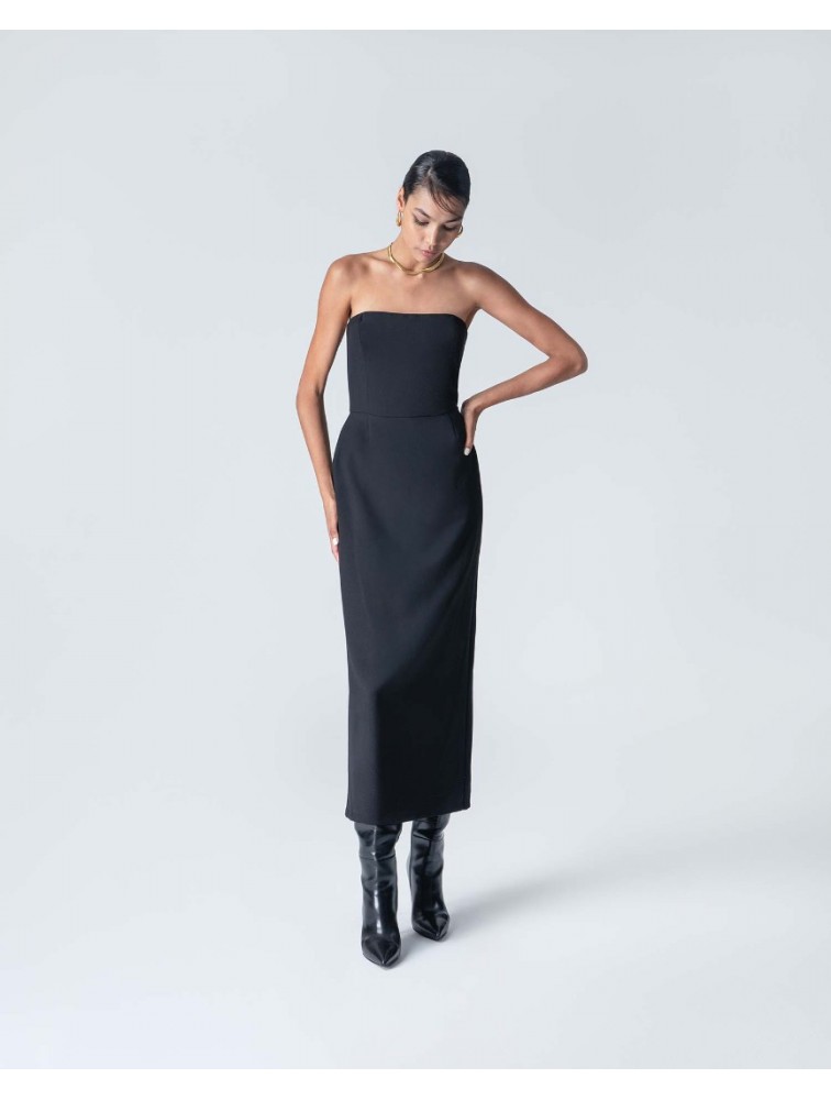 FOREVER YOUNG Callie Midi Dress Μαύρο Μίντι Φόρεμα