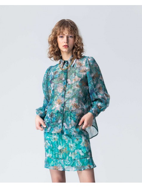 FOREVER YOUNG Erin Chiffon Shirt Πράσινο πουκάμισο 