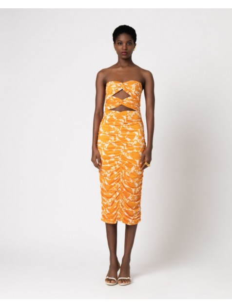 FOREVER YOUNG Irene Midi Dress Πορτοκαλί Μίντι Φόρεμα