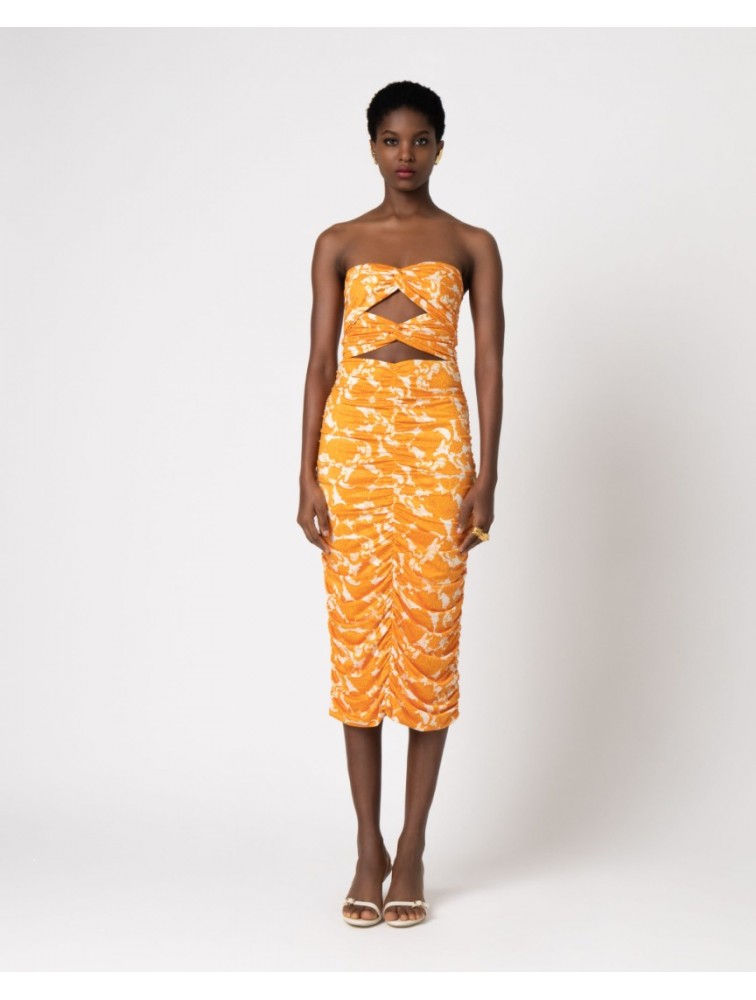 FOREVER YOUNG Irene Midi Dress Πορτοκαλί Μίντι Φόρεμα