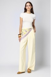 FOREVER YOUNG Jardin Satin Scarf Κίτρινο Φλοράλ Μαντήλι
