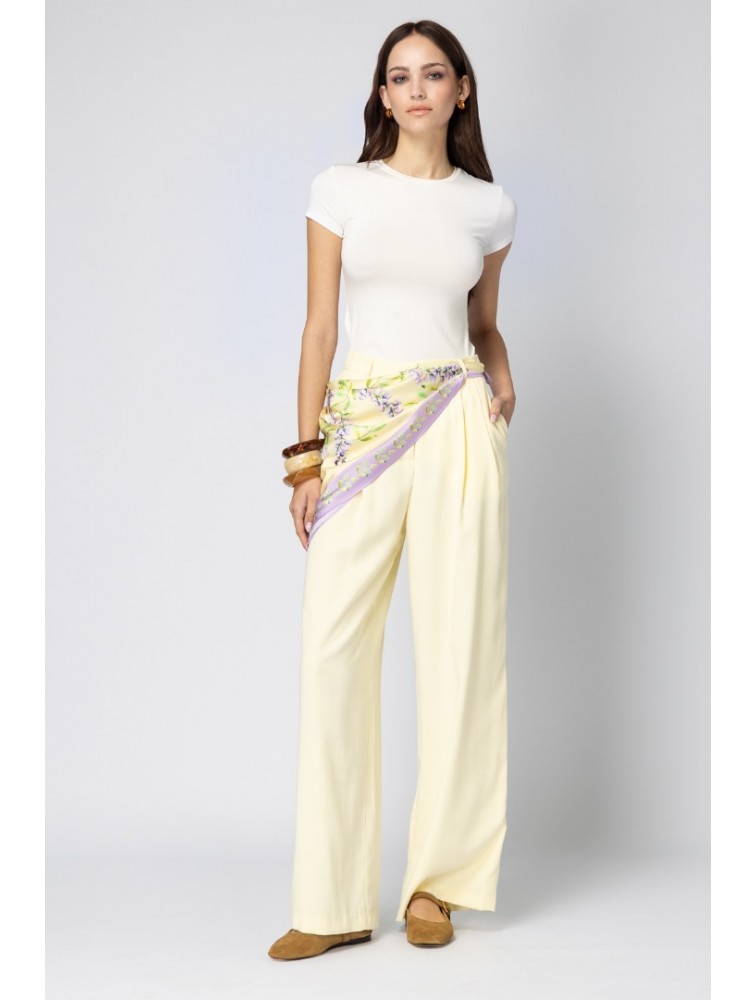 FOREVER YOUNG Jardin Satin Scarf Κίτρινο Φλοράλ Μαντήλι