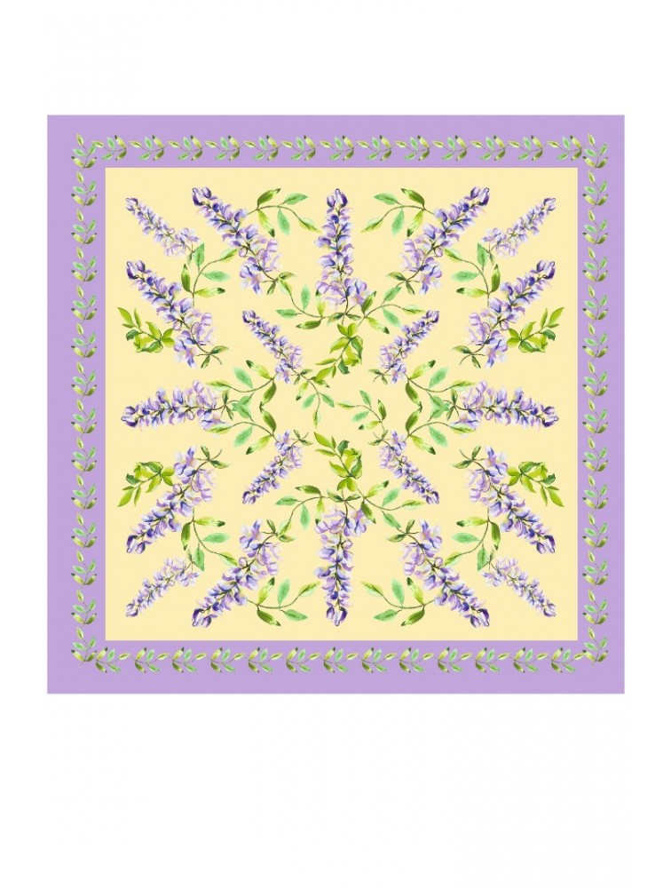 FOREVER YOUNG Jardin Satin Scarf Κίτρινο Φλοράλ Μαντήλι