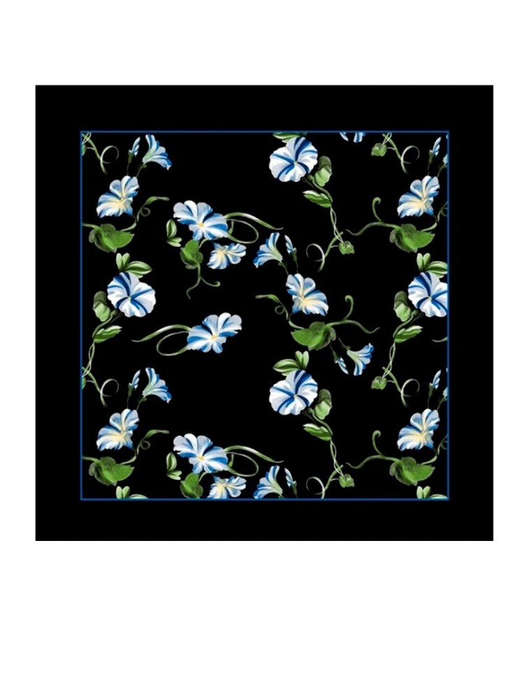 FOREVER YOUNG Jardin Satin Scarf Μαύρο Φλοράλ Μαντήλι