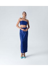 FOREVER YOUNG Jasmine Sequin Skirt Μπλε Φούστα με Παγιέτα