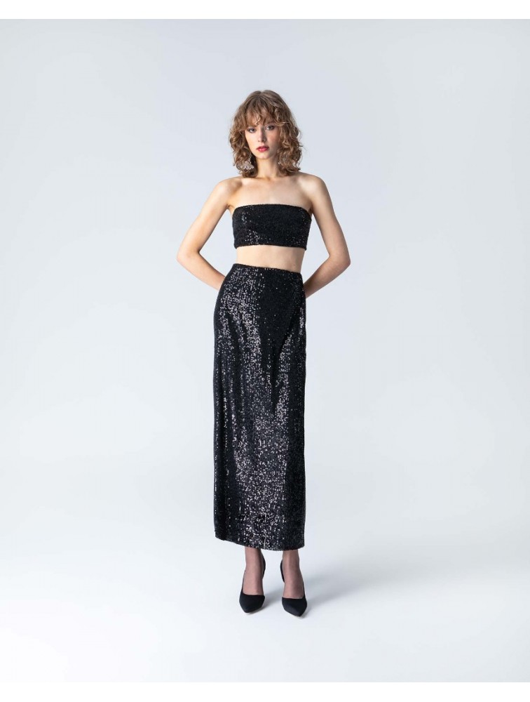 FOREVER YOUNG Jasmine Sequin Top Μαύρο τοπ