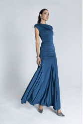 FOREVER YOUNG Kaia Dress Πετρόλ Μάξι Φόρεμα