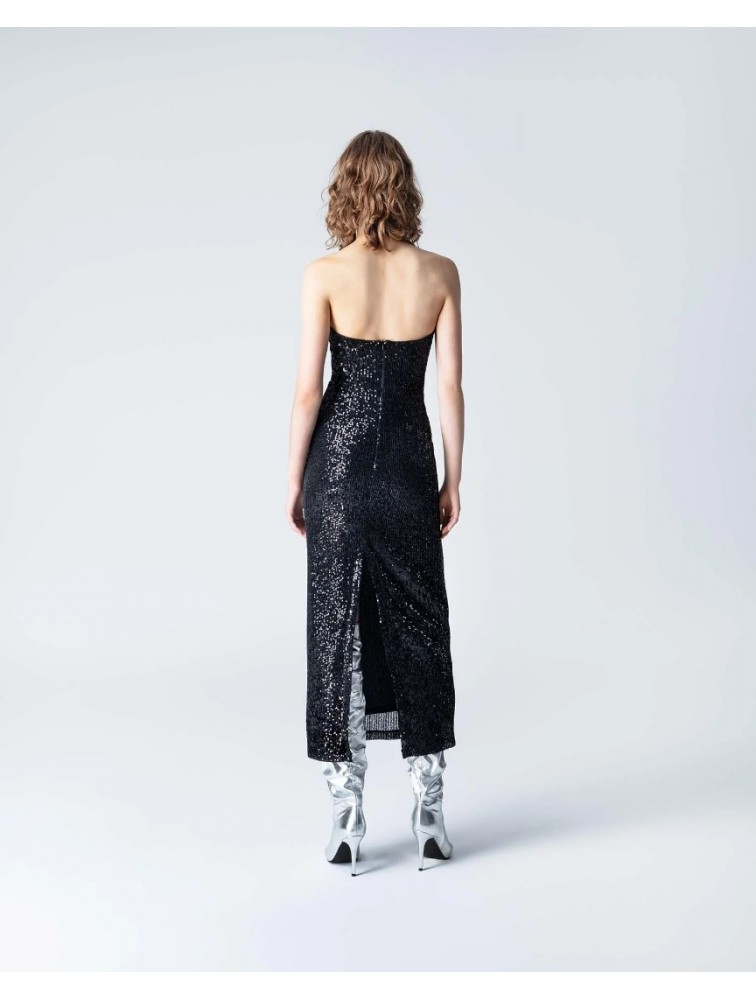 FOREVER YOUNG Pandora Sequin Dress Μαύρο Φόρεμα με Παγιέτα