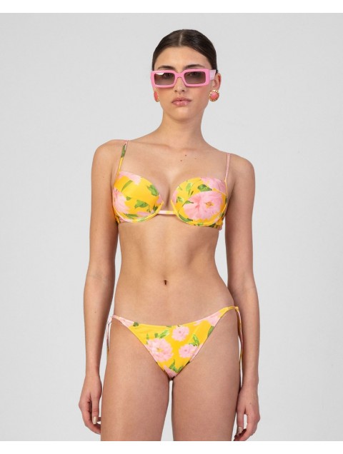 FOREVER YOUNG Padded Balconette Bikini Top (Floral Yellow)