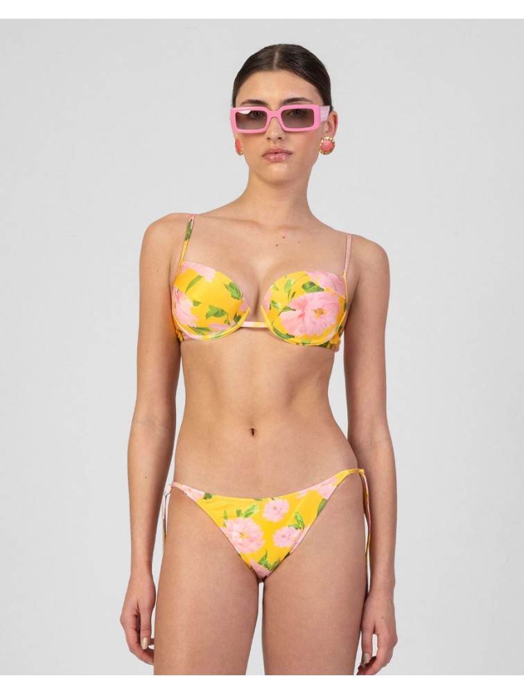 FOREVER YOUNG Side Tie Bikini Bottom (Floral Yellow) Κίτρινο σλιπ μαγιό