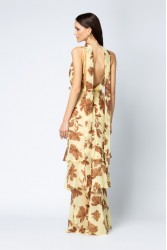 FOREVER YOUNG Terra Dress Κίτρινο Φλοράλ Μάξι Φόρεμα