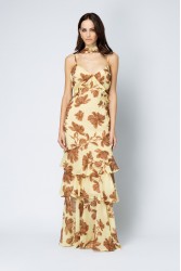 FOREVER YOUNG Terra Dress Κίτρινο Φλοράλ Μάξι Φόρεμα