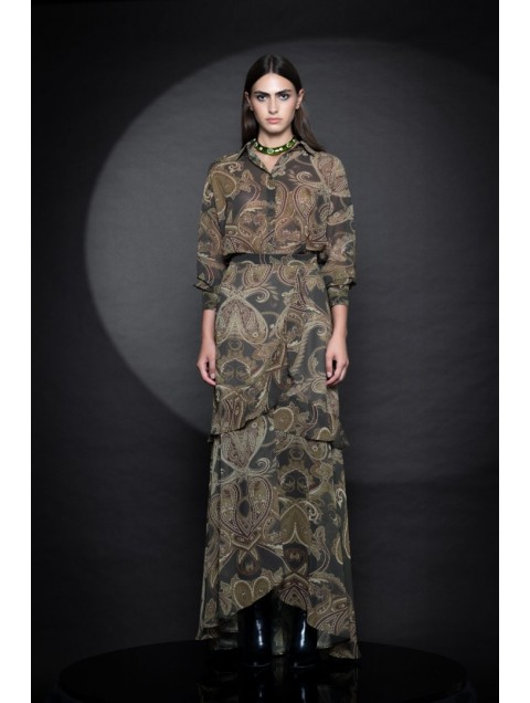 FOREVER YOUNG Olivia Skirt Εμπριμέ Λαδί Φούστα