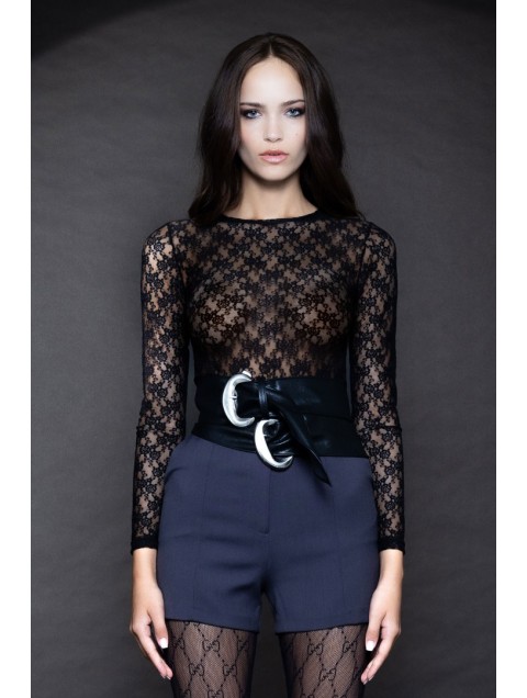 FOREVER YOUNG Samira Lace Top Δαντελένιο Μαύρο Τοπ