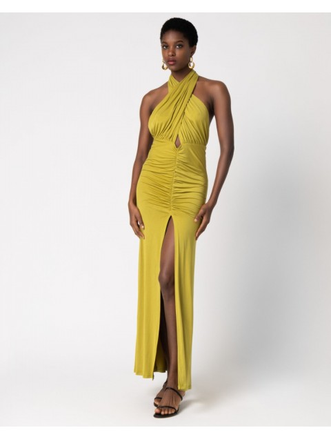 FOREVER YOUNG Persephone Dress Lime Λάιμ Μάξι Φόρεμα