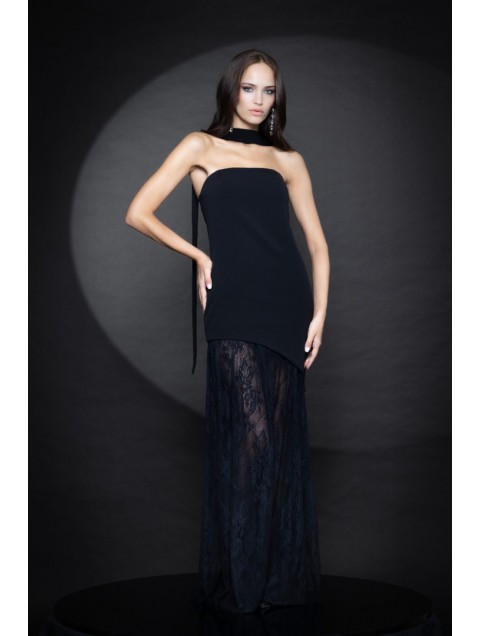 FOREVER YOUNG Valentina Dress Μαύρο Φόρεμα με Δαντέλα