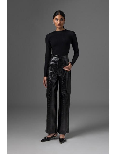 FOREVER YOUNG Rhana croco black pants FOREVER YOUNG Rhana croco black pants