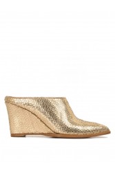 Glamazons Gold Leather Wedge Χρυσά Δερμάτινα Mules