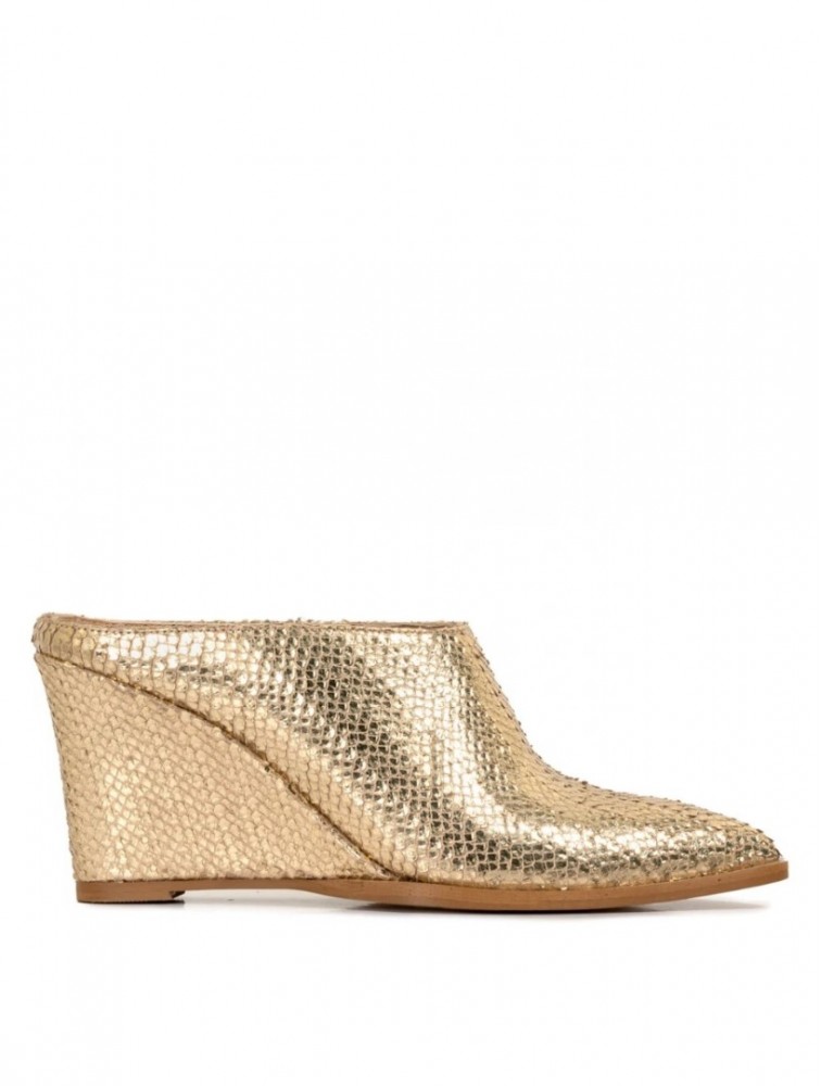 Glamazons Gold Leather Wedge Χρυσά Δερμάτινα Mules