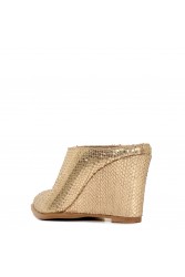 Glamazons Gold Leather Wedge Χρυσά Δερμάτινα Mules