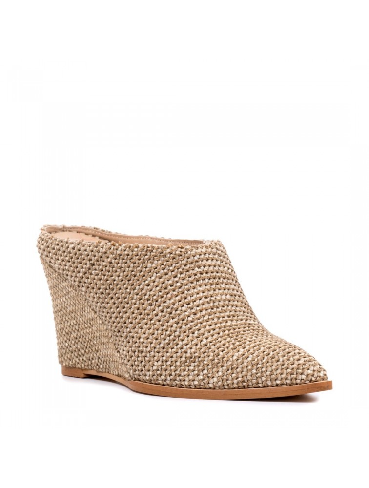 GLAMAZONS Beige Raffia Mules Μπεζ Mules Από Ράφφια