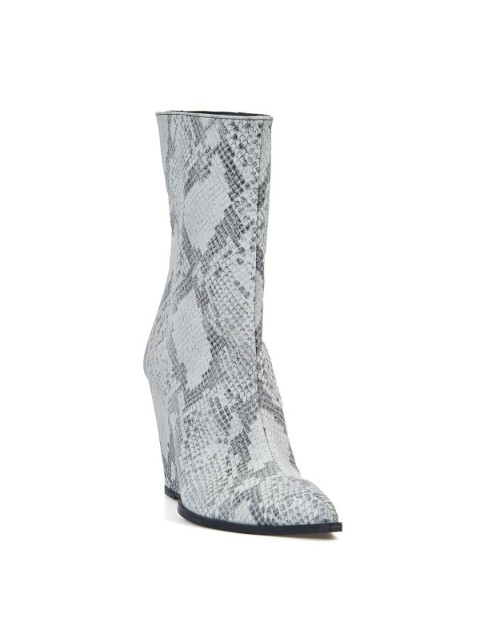 GLAMAZONS Texas White Snakeprint Leather Wedge Boots