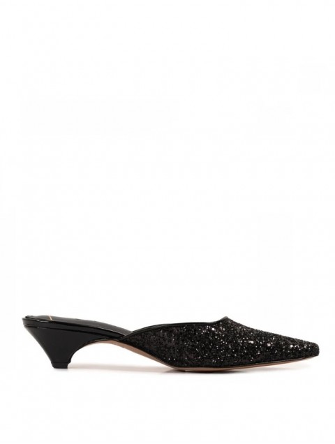 Glamazons Leather Black Glitter Mules 