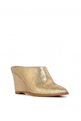 Glamazons Gold Leather Wedge Χρυσά Δερμάτινα Mules