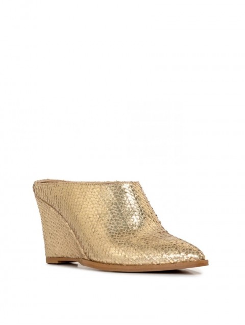 Glamazons Gold Leather Wedge Χρυσά Δερμάτινα Mules