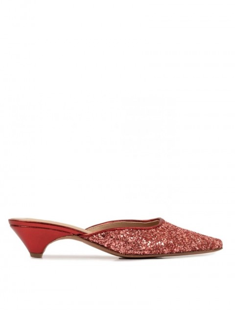 Glamazons Leather Peach Glitter Mules 