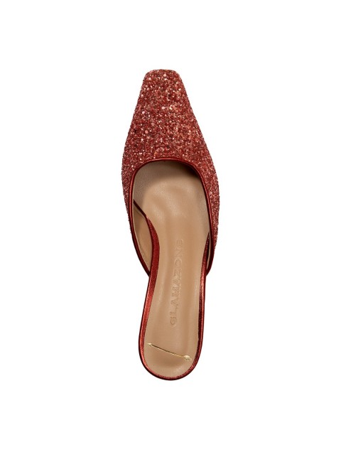 Glamazons Leather Peach Glitter Mules 