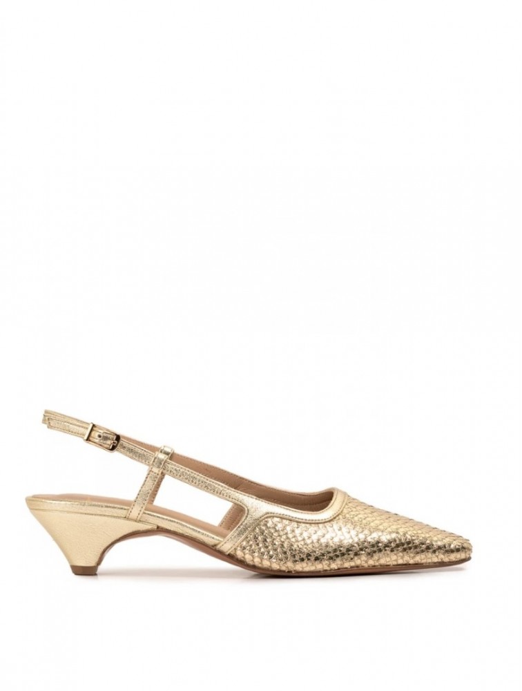 Glamazons Gold Leather Slingback Χρυσές Δερμάτινες Γόβες
