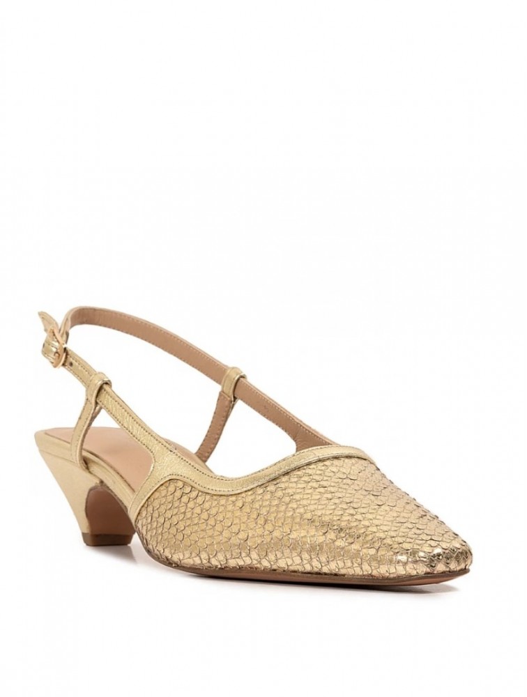 Glamazons Gold Leather Slingback Χρυσές Δερμάτινες Γόβες
