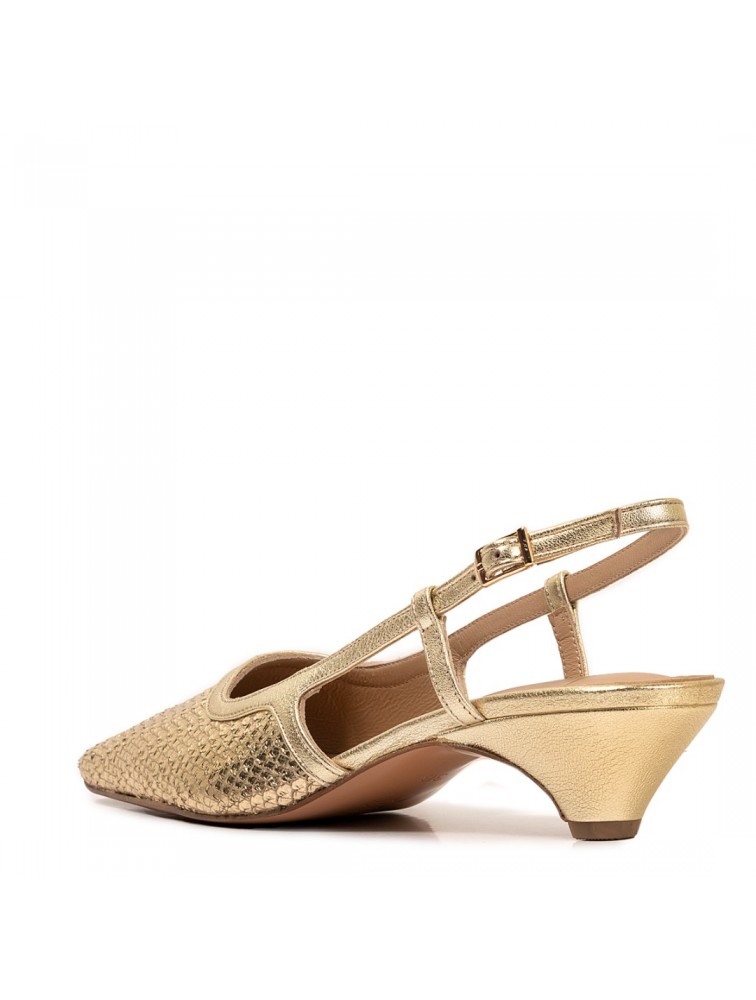 Glamazons Gold Leather Slingback Χρυσές Δερμάτινες Γόβες
