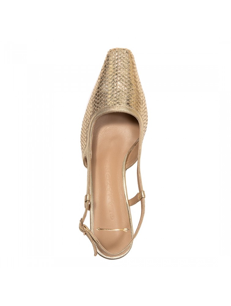 Glamazons Gold Leather Slingback Χρυσές Δερμάτινες Γόβες